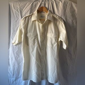 Vintage Christian Dior Classic Cream Men's Short Sleeve Button Up Shirt